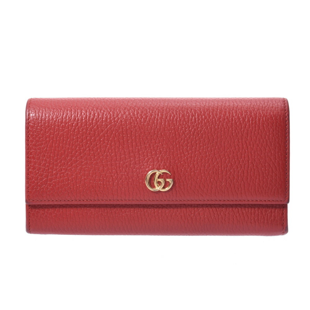 Gucci Zipper Calf GG Wallet Marmont Long Red - Picture 1 of 12